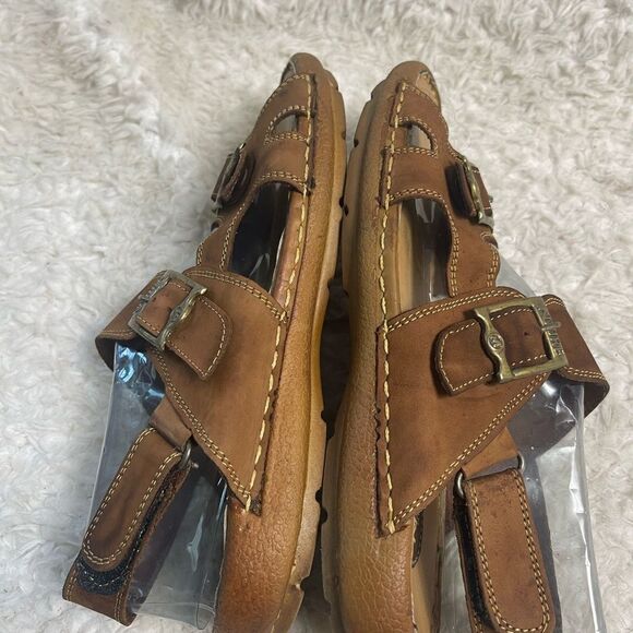 NDURE Men leather Brown Straps sandals with antique tone side buckles Size 8 - Picture 6 of 10